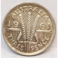 AUSTRALIA 1961 . THREEPENCE . SLIGHT TONE